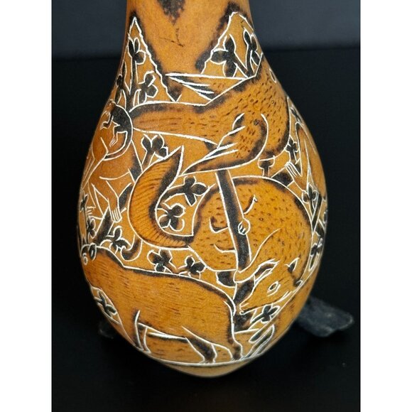 Hand-Carved Gourd Bird Figurine With Intricate Designs - Picture 7 of 14
